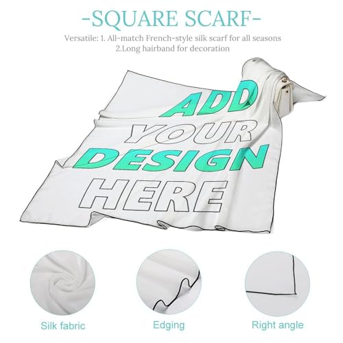 Custom Silk-Scarf Square Add Your Design Photo Text Personalized Neckerchief Customized Silk Head Scarf for Women Female4