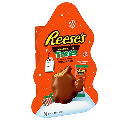 REESE S, Milk Chocolate Peanut Butter, Snack Size Trees Candy, Christmas, 28.8 oz, Gift Box