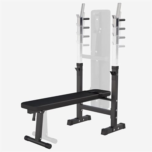 Gorilla Sports® Weight Bench With Barbell Rack - Adjustable, Foldable, Dip Station, Flat/Incline, Max 440 Lb, Heavy Duty, Black/White - Bench Press Station, Chest Workout Equipment, Home Gym Training #TOP3
