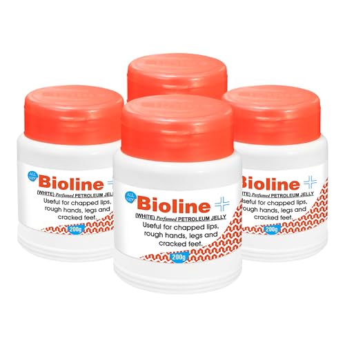 Image of Bioline White Perfumed Petroleum Jelly | Deep Moisture & Skin Protection | Heals Dry Skin, Chapped Lips, Cracked Heels & Minor Cuts | Daily Use for All Skin Types- 200g (Pack of 4)