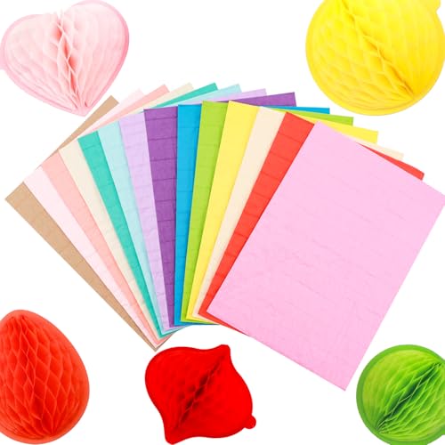 OTCRAFT Wabenpapierblöcke für 3D-Bastel- und Pop-Up-Karten; 30 Schichten, 2 cm Klebelinie, Wabenpapier-Pad, ideal für Bastelarbeiten, Kartenherstellung, Verzierungen (21,1 x 14,7）