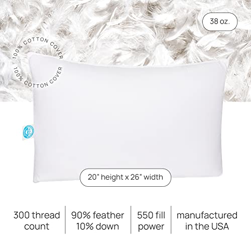 East Coast Bedding Duck & Goose Down Feather Pillow, King, Queen Size, And Standard Size Down Pillows, Firm & Medium Support Pillows, 100% Cotton Shell, Set Of 2, Standard Size Set #TOP3