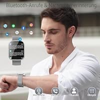 Puqo Smartwatch für Herren und Damen, 1,95 Zoll Smartwatch, Anrufannahme/Anrufannahme, 112 Sportmodi Fitness Tracker mit Schrittzähler/Schlaf/Herzfrequenzmesser, IP68 Smart Watch (Grau) – Ansicht 2