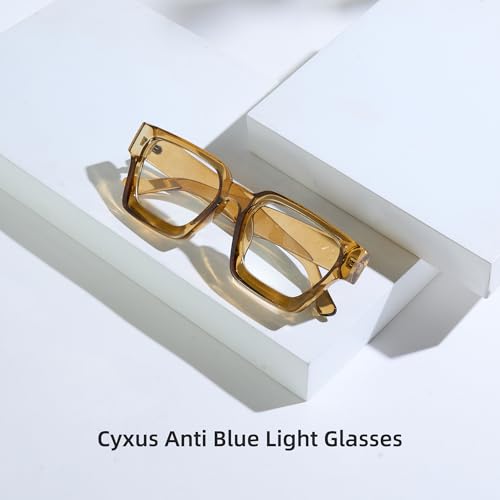 Image of Cyxus 99% Oversized Blue Light Blocking Glasses Women Men Chunky Rectangle Chic Preppy Frame Computer 8143