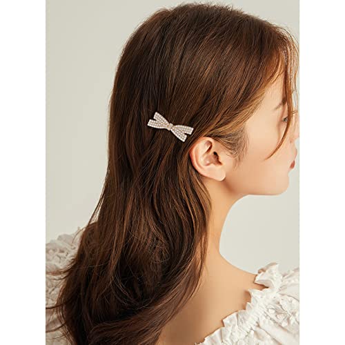 5 piezas pinzas de pelo metálicas con moño perla miniatura 5