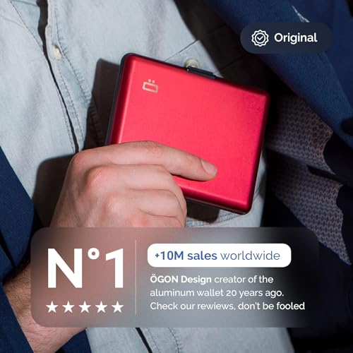 ÖGON -DESIGNS- Aluminum wallet, Large capacity, RFID Protection against fraud and demagnetization, Smart Case BIG STOCKHOLM model3