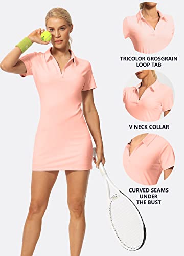 Image of Hiverlay Golf Dresses for Women with Shorts and Pockets, V-Neck Short Sleeve Tennis Dress, Workout Athletic Dresses