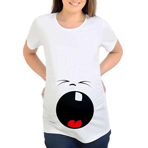 ESAILQ Top de Maternité - Top Shirt de Grossesse Motif Humour imprimé Enceinte Vêtements de Maternité Nursing Tops T-Shirt (L, B)