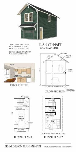Garage Plans: Craftsman Style One Car Two Story Garage with Apartment - Plan 714-1apt