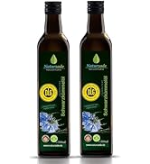 Naturzade Huile de nigelle 1000 ml Bouteille en verre non filtrée (2 x 500 ml), pressée à froid, directement à partir de He...