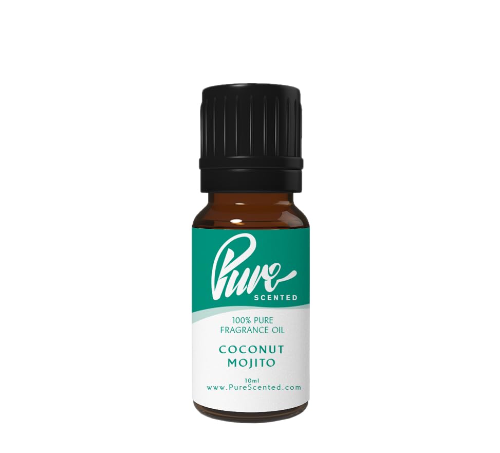 Pure Scented 10ml Fragrance Oils - 1 x 10ml Suitable for Candles, Soaps, Slime, Diffusers, Cosmetics, Wax Melts, Designer (1 x 10ml, Coconut Mojito) — image 1