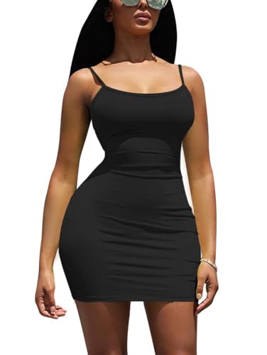 Image of Nimsruc Women Sexy Bodycon Mini Dress Summer Short Backless Spaghetti Strap Dresses