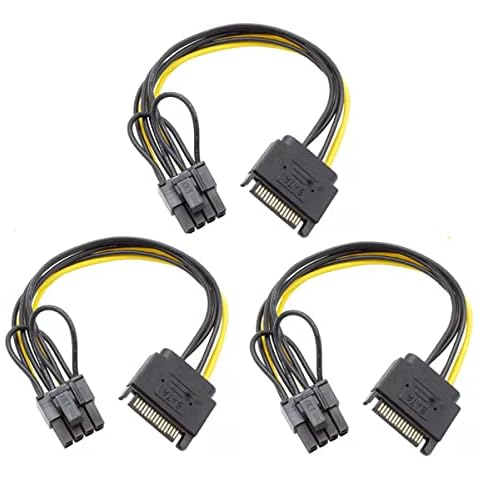 3Packs SATA Power Cable Sata15 Pin to 8Pin(6+2) PCI Express Graphics Video Card Power Cable Adapter for Host and Graphics Card Cover