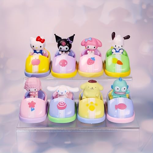 Image of Gifts- Hello Kitty Kuromi Pull Back Car Toy - Cute Sanrio Character Bumper Car with Action Figure - Fun Collectible Gift for Kids & Fans, Size 8 cm, 8 pcs (Kuromi Car)