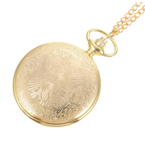 TOPPERFUN Antique Gold Train Pocket Watch Large Vintage Souvenir Timing