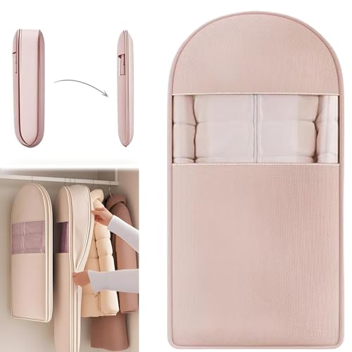 2025 Space Saving Hanging Garment Bag, Garment Bags for Hanging Clothes with Self Compression Zipper, Hanging Storage Bags, Dress Covers Garment Bags, Hanging Clothes Garment Bag,Pink,M - Main Image