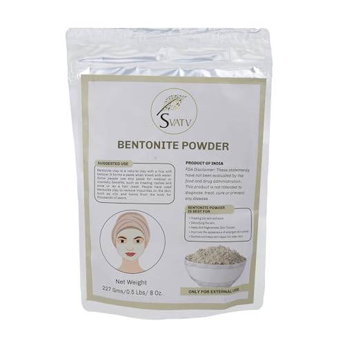 SVATV II Bentonita Clay Powder II Baño de desintoxicación para bricolaje, Arcilla curativa india pura II 227g,