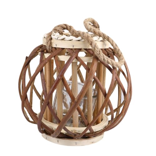 PRETYZOOM Hemp Rope Wicker Willow Candle Holder Retro Home Decor Vintage Style Creative Candle Light Aesthetic for Housewarming