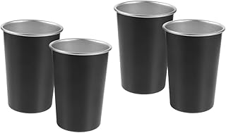 BESPORTBLE 4 Pçs Xícara De Café Copos Pretos Copos De Café Pretos Copos De Aço Inoxidável Copos Grandes Pretos De Vidro De Aço Inoxidável Caneca De Café De Aço Inoxidável Copos De Café De