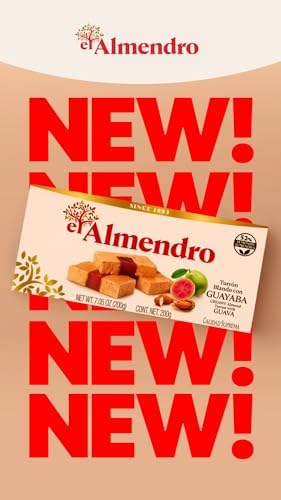 Authentic Creamy Almond Turron with Guava By El Almendro, Soft Traditional Spanish Nougat Candy, Turrón Blando Con Guayaba, Gourmet Mediterranean Confection - Gluten-Free, Artisanal Nut & Fruit Dessert, Perfect for Holiday Gifting & Charcuterie Boards, 7.05oz - 2