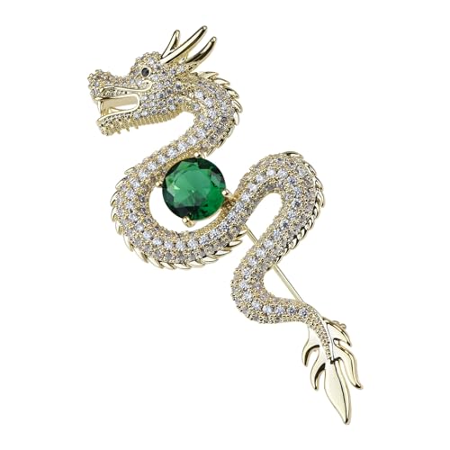 Image of Vintage Crystal Dragon Brooch Lapel Pin Decorative Safety pins for Clothing Rhinestone Animal Brooch Jewelry