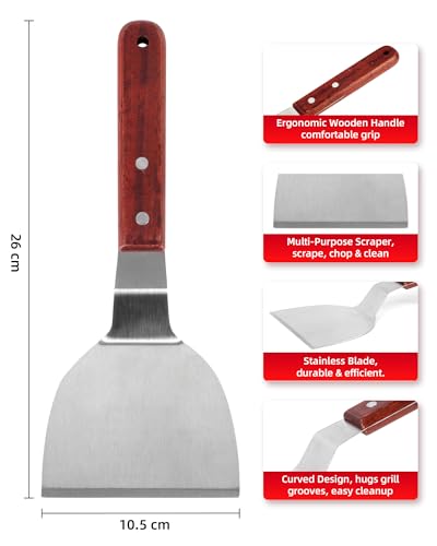 Edelstahl Grillbürste Set, 3 Pack BBQ Reinigungsset Grillzubehör mit Drahtbürste & Grillschaber für Gasgrill, Holzkohlegrill & Grillrost