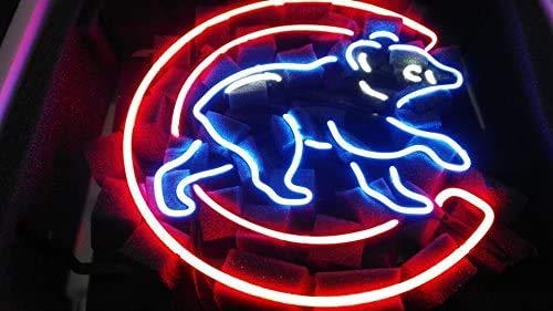 HOLTEEZ Beer Bar17inx13in Chicago Sports Team Cub Logo2 Neon Sign (MultipleSizes) Man Cave Sports Bar Pub Beer Glass Light Lamp CX48