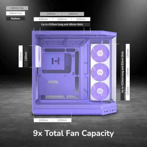 Image of HYTE Y50 RGB Essential Aesthetic Gaming PC Case - 4 aRGB Fans (1x 120mm + 1x 360mm Reverse) - Dual Chamber ATX Desktop Chassis - Rear Connect Motherboard Compatible - Taro Milk (Purple)