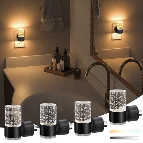 Image of NIORSUN Night Light Plug into Wall, Dimmable Nights Lights with 3 CCT & 5 Brightness Levels, Slim Acrylic Plug in Night Light, Auto Dusk to Dawn Sensor for Stairs, Hallway, Bathroom(4 Pack, Black)