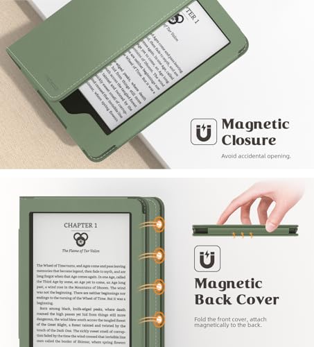 Image of MoKo Case for All-New 6 inch Kindle(11th Generation, 2024 /2022 Release) /(10th /8th Gen, 2019 /2016), Ultra Lightweight PU Shell Cover with Auto Wake /Sleep for Kindle 2024, Celadon