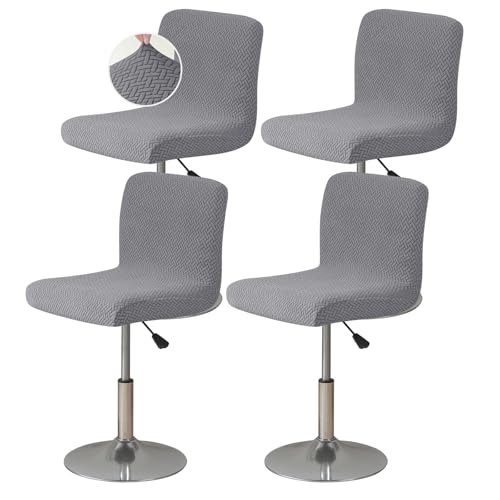 Image of FUANGUI Bar Stool Covers Set of 4, Stretch Bar Stool Chair Cover Slipcovers, Knitted Jacquard Counter Stool Bar Chair Covers for Kitchen Pub Dining Room (Knitted Grey)