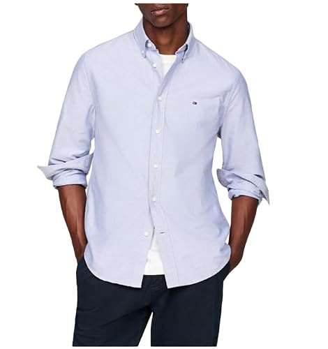 Tommy Hilfiger Men's Solid Heritage Oxford RF Shirt L/S Shirt, Royal Blue, XXL