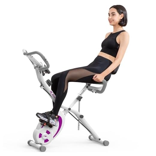 leikefitness Bicicleta estática plegable reclinada con bandas de resistencia de brazo, sensor de pulso, monitor LCD y fácil de montar, bicicleta de ciclismo interior 2280 (morado)