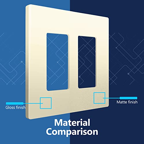 Image of LIDER Decorator Switch Cover, Screwless Wall Plate, Mid-Size 2-Gang 4.88 inch x 4.92 inch, LSWP-32M-LA, UL Listed, Thermoplastic, Matte Light Almond, 1-Pack