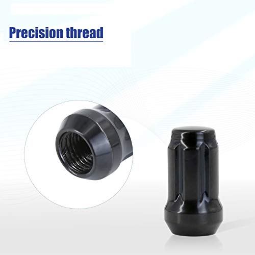 M12x1.5 Lug Nuts,Wheel Accessories Parts Set of 24 12x1.5 Thread Lug Nut 1.38" Tall Spline Cone Seat Black Lug Nut with 1 Socket Key for Toyota 4Runner Tacoma Tundra Most 6 Lug 4 Lug Wheels