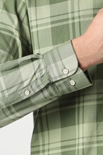 Image of Peter England Men's Checkered Cotton Shirt | Smart Casual | Full Sleeves