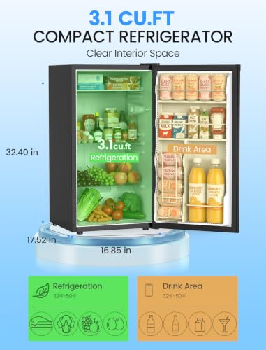 Image of COWSAR 3.07 Cu.Ft Mini Fridge with Freezer for Bedroom Office, Black