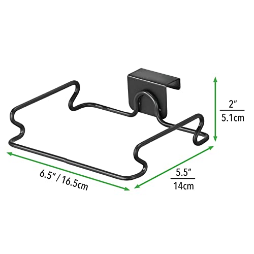 Mdesign Over The Cabinet Metal Wire Small Garbage Container, Trash Bag Holder Rack For Recycled Reusable Disposable Plastic Shopping Grocery Bags For Kitchen, Pantry, Garage, Bathroom - Matte Black #TOP3
