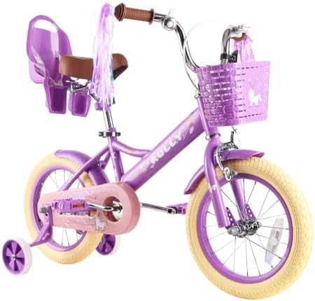 RULLY Kids Bike 12 14 16 inch for 2-7 Years Girls with Training W...