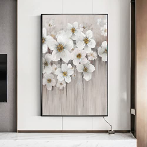 Affiche fleur de cerisier blanc abstrait pour salon 70x100cm