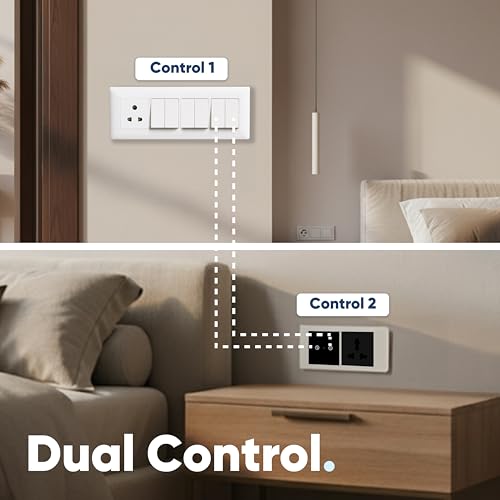 Image of AZIOT Smart Modular 2 Way Gang Touch Switch - 16 Amps each - Glass (Not Acrylic): Elevate Your Home with Effortless Control (Fits in Anchor Roma Classic and similar plates)