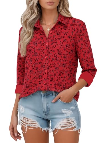 Image of Soft Wrinkle-Free Button Down Stretch Shirts for Women, Breathable Moisture-Wicking Casual Work Dress Tops