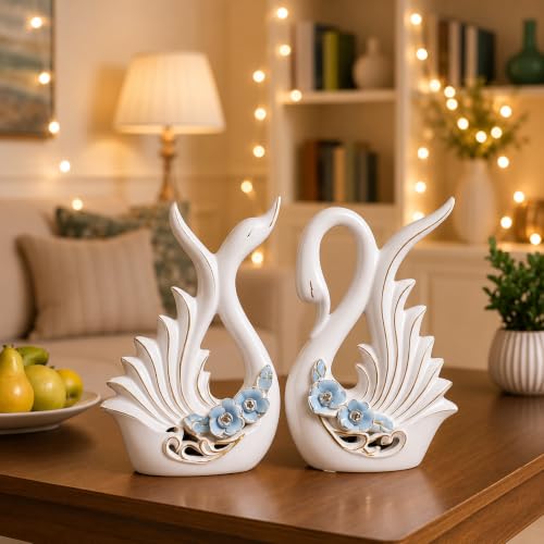 Xtore¨ Modern Elite Swan Pair Ceramic Art Figure | Beautiful Home...