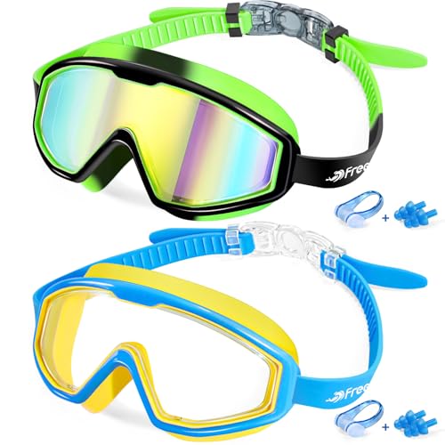 Freela Goggles for Kids Toddler 3-15, Anti Fog No Leak Clear Swim Goggles for Boys Girls Pool Beach Swimming