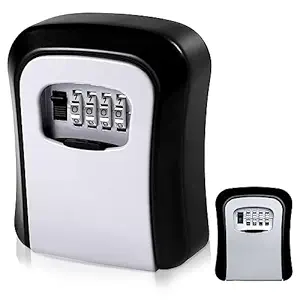 SULIVES Key Safe Wall Mounted, Heavy Duty Lock Box for Indoor/Outdoor Use, Police Approved, 4-Digit Combination Code, Weatherproof and Waterproof, Secure Key Storage Solution