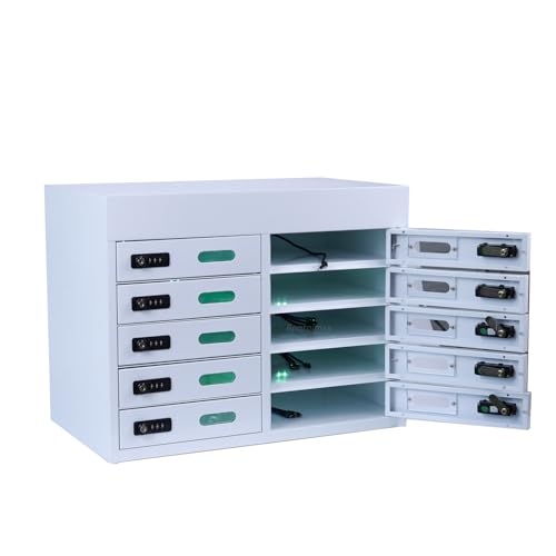 Steel Tablet Charging Cabinet Lockers with 10 Individual Compartments for iPad Tablet - Combination Locks & Built-in Type-C Charging Cords-Storage Solution for Schools, Libraries & Educational