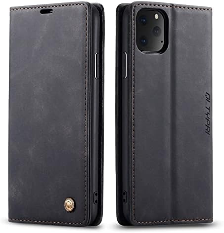 QLTYPRI Case for iPhone 11 Pro, Vintage PU Leather Wallet Case Card Slot Kickstand Magnetic Closure Shockproof Flip Folio Book Case Cover for iPhone 11 Pro - Red