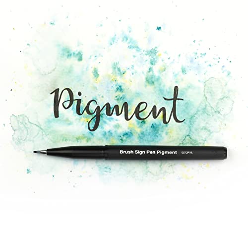 Pentel XSESP15/3 Brush Sign Pen - Pigment Black Ink Edition Calligraphy Pen with Flexible Brush Tip, Blister Card with 3 Line Widths - Image 3