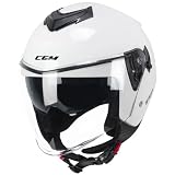 Casco Jet 126A IPER Tuta Bianco | Casco Jet Aperto | Unisex per uomo e donna | Casco Scooter | Traspirante e Lavabile | Taglia XL