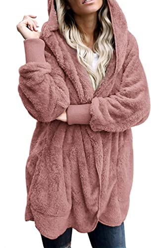 Tuopuda Damen Hoodie Jacke Oversize Mantel Winter Plüschjacke Langarm...